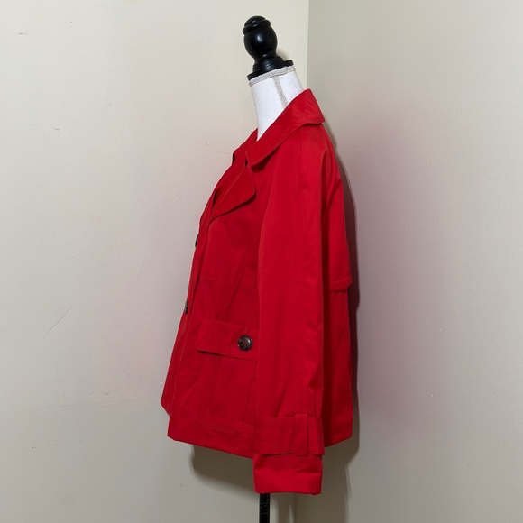 IZOD || Woman’s Red Trench coat size Large - Picture 2 of 10